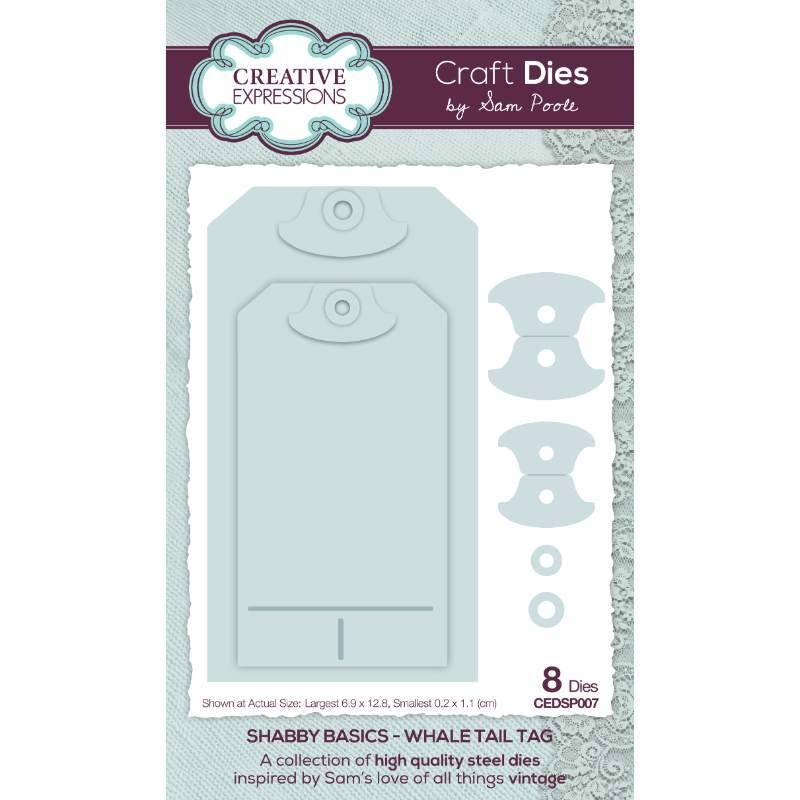 Creative Expressions - Sam Poole - Shabby Basics Whale Tail Tag - Craft Die