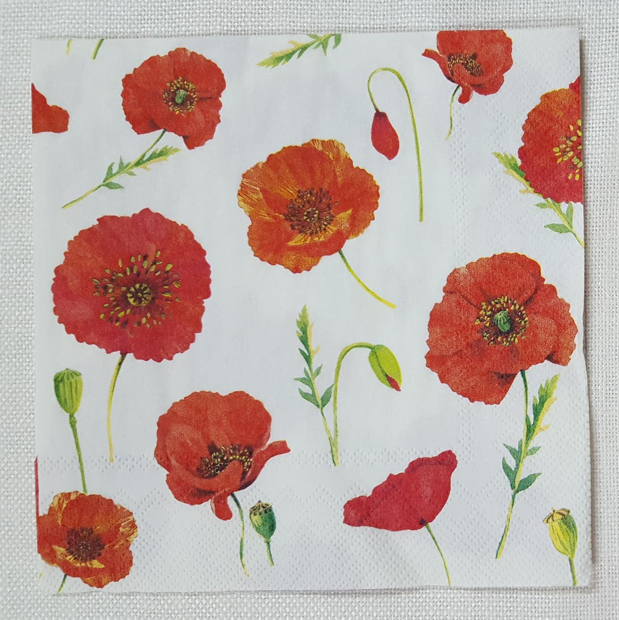 Decoupage Napkin - (DN-8057) - Poppy - Cream