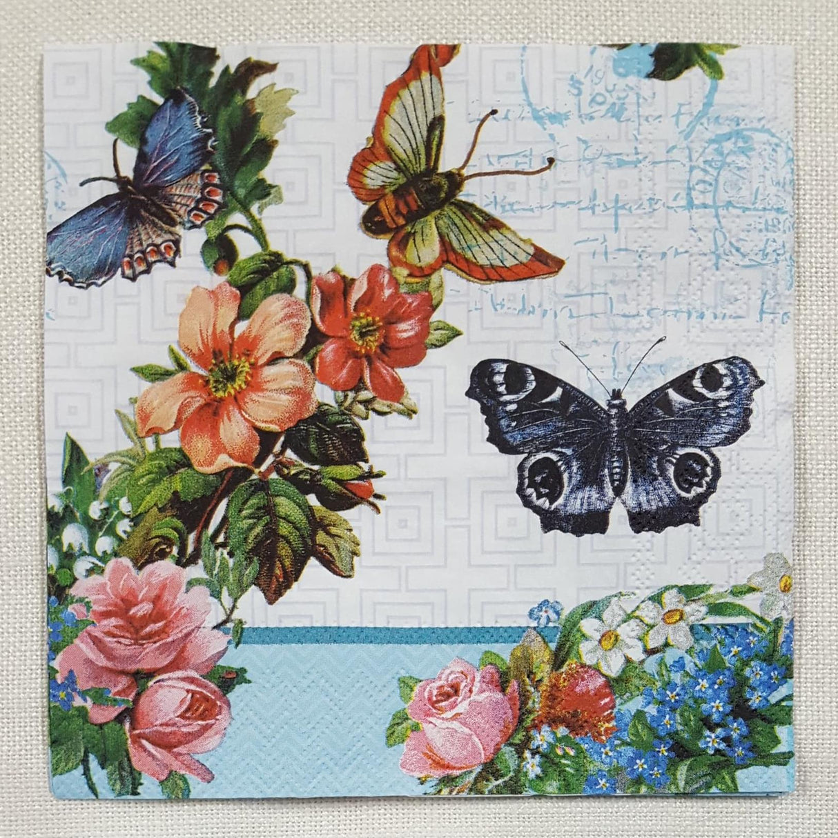 Decoupage Napkin - (DN-8126) - Flowers and Butterflies
