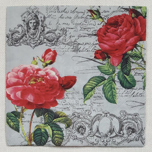 Decoupage Napkin - (DN-8129) - Deux Roses Classique - Black