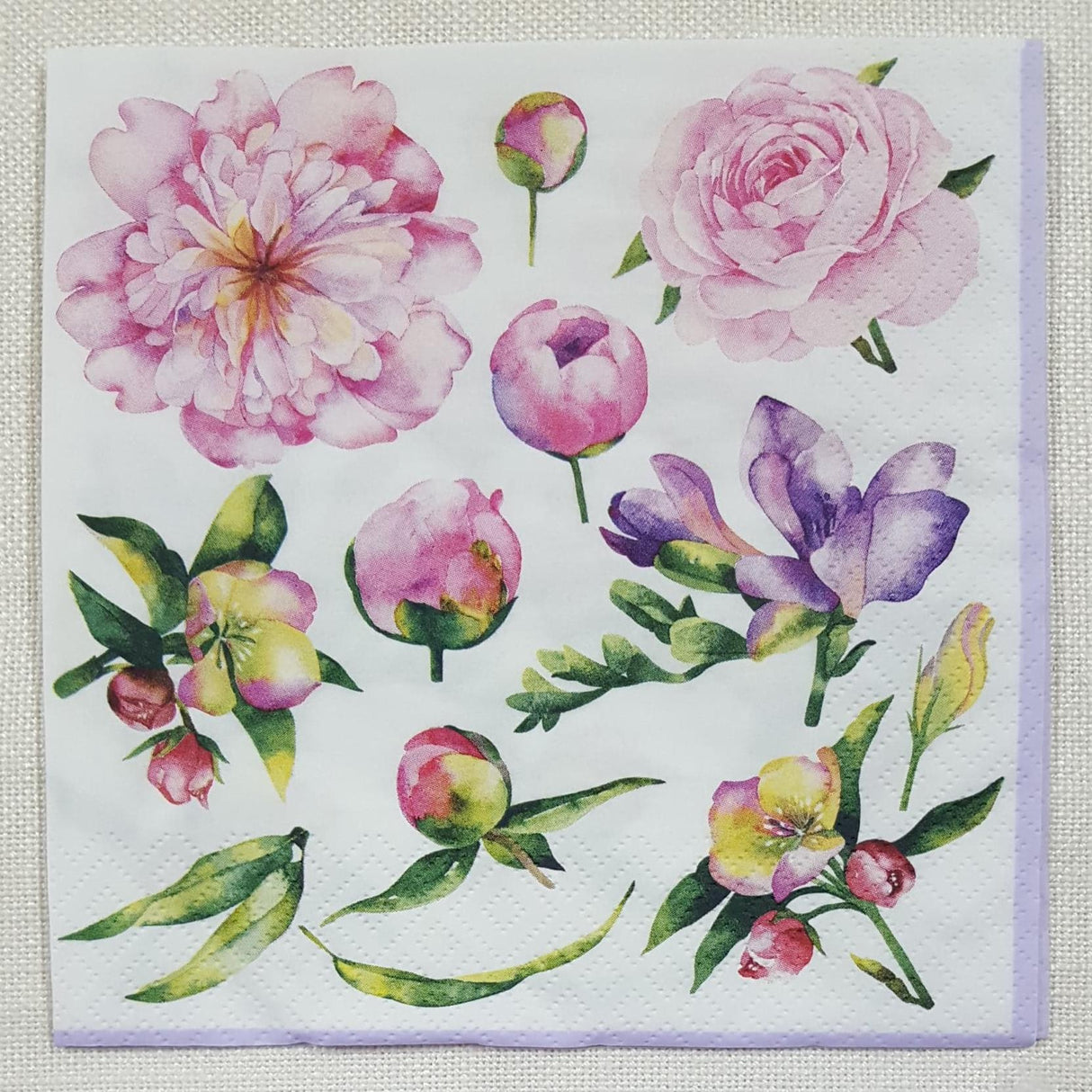 Decoupage Napkin - (DN-8133) - Pivoine et Freesia