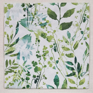 Decoupage Napkin - (DN-8139) - Boho Leaves & Herbs -Green