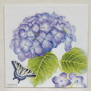 Decoupage Napkin - (DN-8158) - Hydrangea & Butterfly