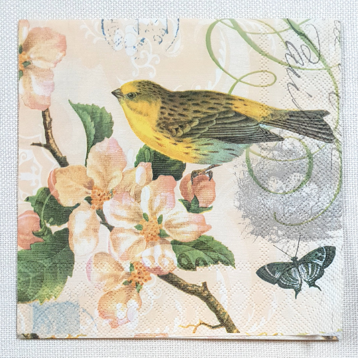 Decoupage Napkin - (DN-8305) - Bird And Blossom