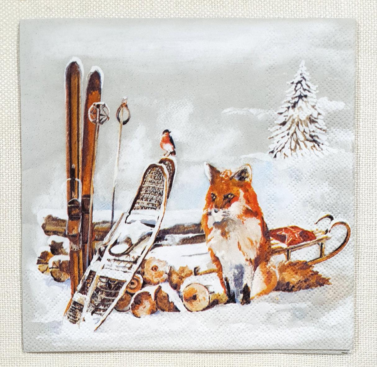 Decoupage Napkin - (DN-8324) - Fox And Bird