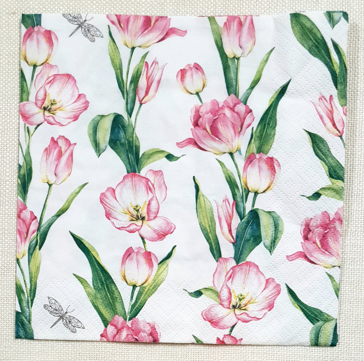 Decoupage Napkin - (DN-8447) - Chaînes de Tulipes - Pink