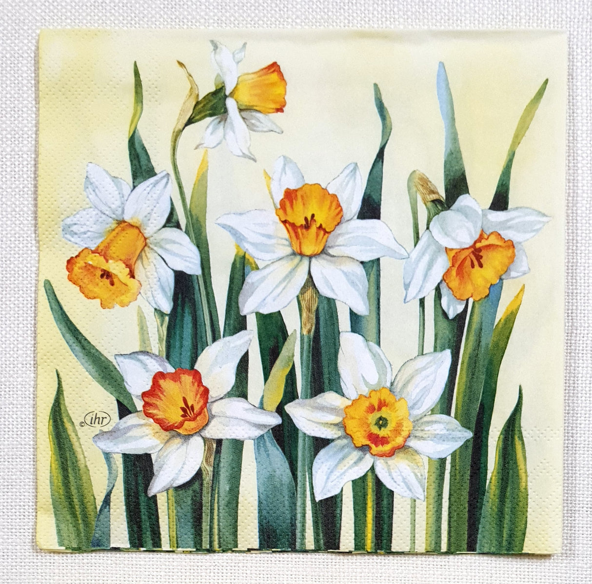 Decoupage Napkin - (DN-8450) - White Narcissus - Yellow