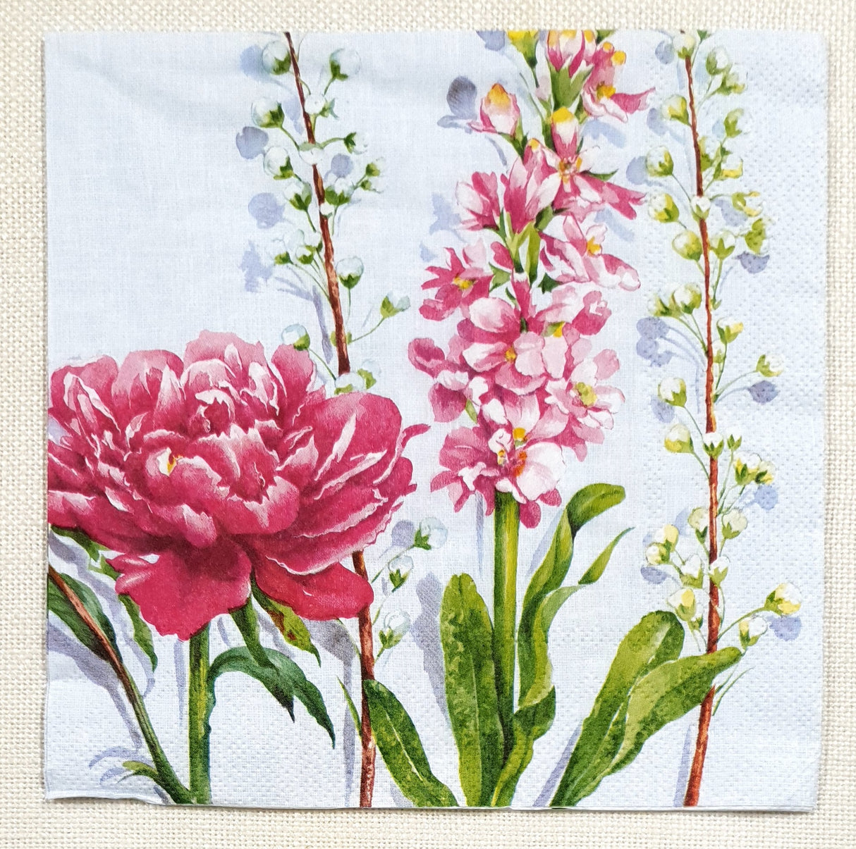 Decoupage Napkin - (DN-8453) - Pfingstrose - Light Blue