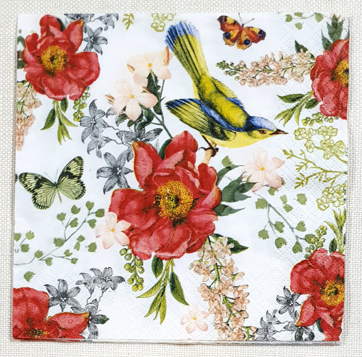 Decoupage Napkin - (DN-8492) - Bird and Roses