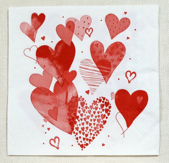 Decoupage Napkin - (DN-8509) - With Love - Red
