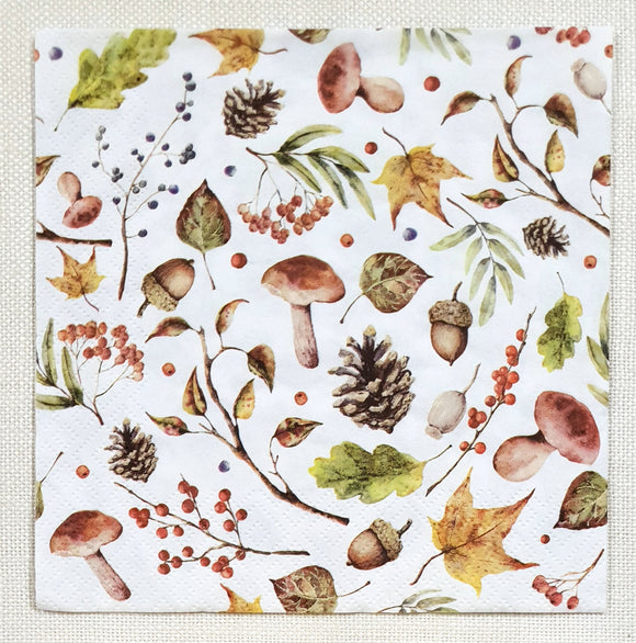 Decoupage Napkin - (DN-8518) - Autumn Forest - White