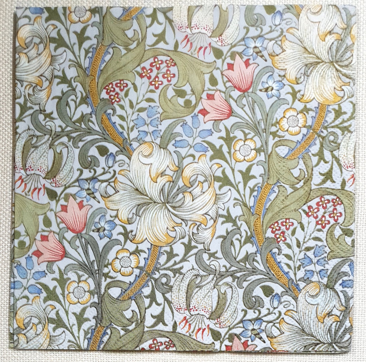 Decoupage Napkin - (DN-8544) - Golden Lily - White