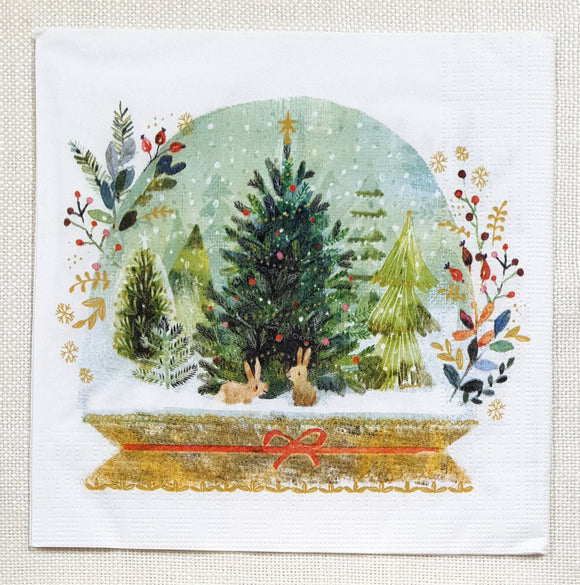 Decoupage Napkin - (DN-8571) - Holiday Snowglobe