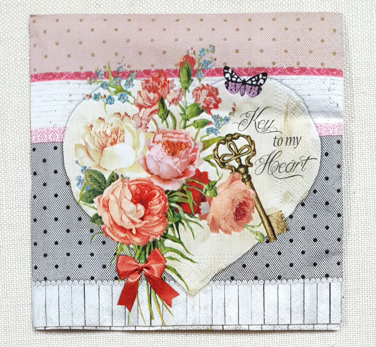 Decoupage Napkin - (DN-8613) - Key to my Heart