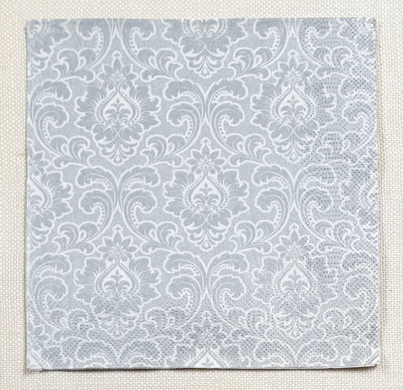 Decoupage Napkin - (DN-8671) - Wallpaper Pattern - Silver