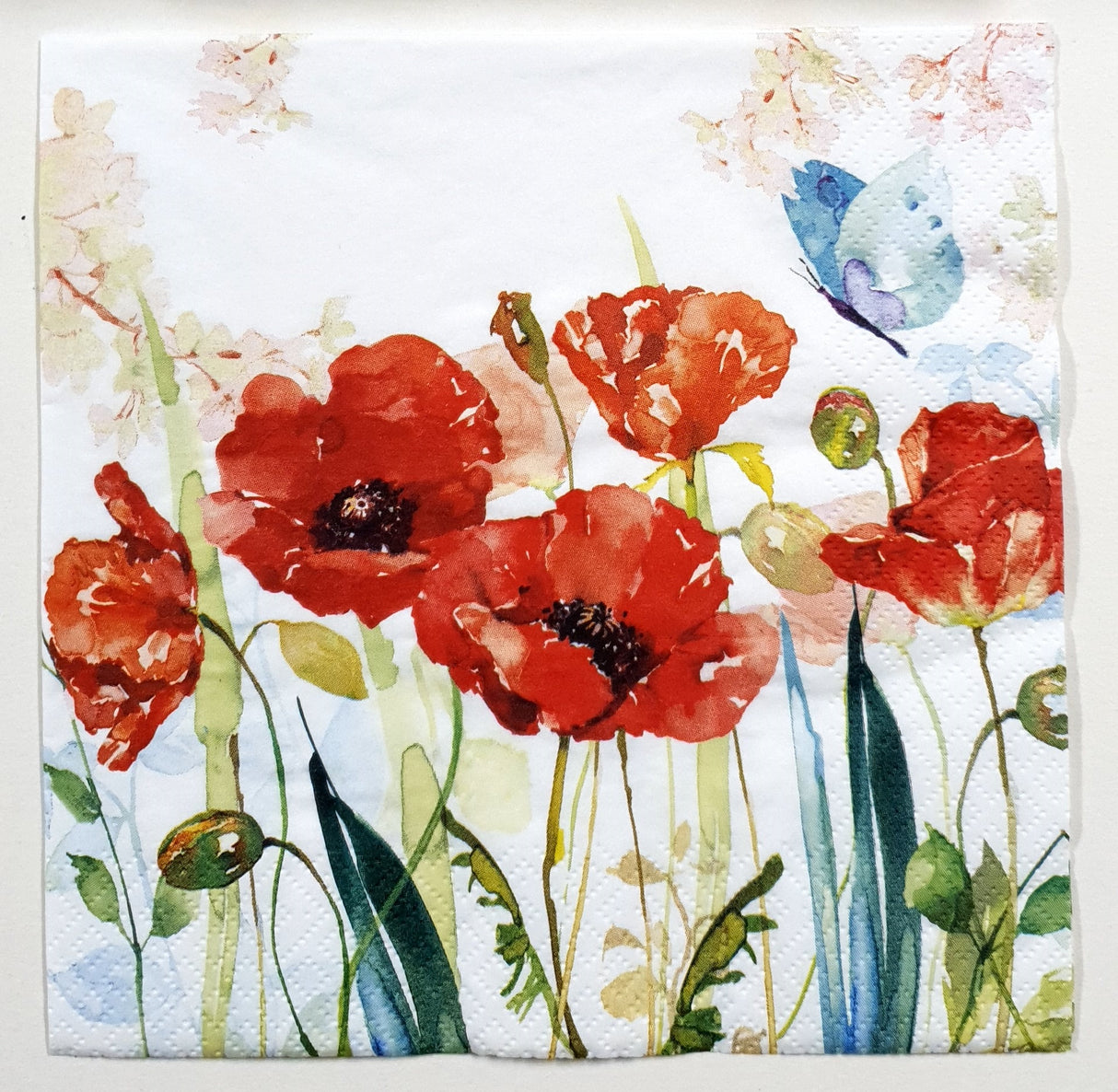 Decoupage Napkin - (DN-8739) - Poppys & Butterfly