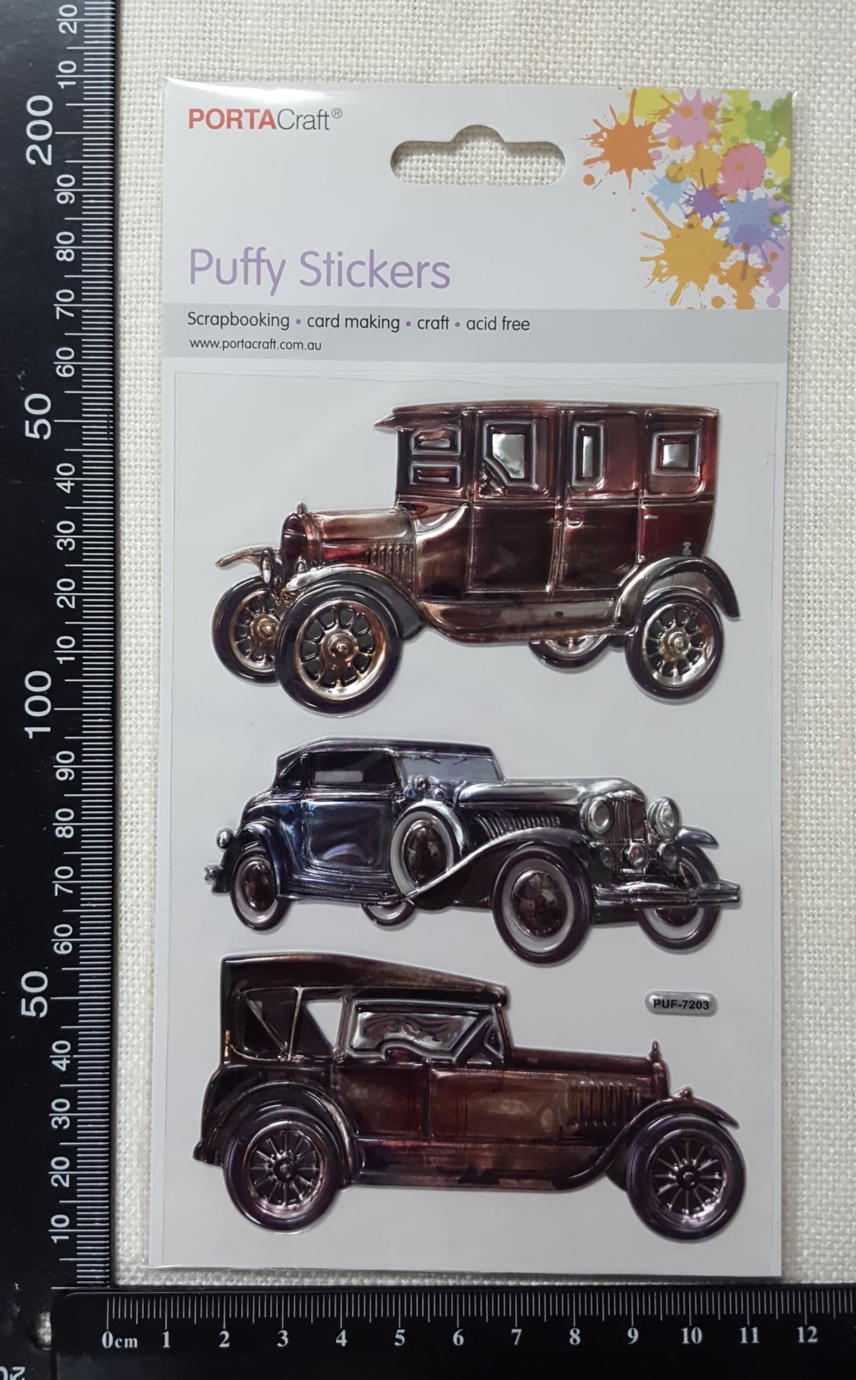 Embossed Stickers - Vintage Cars - (ES-1017)