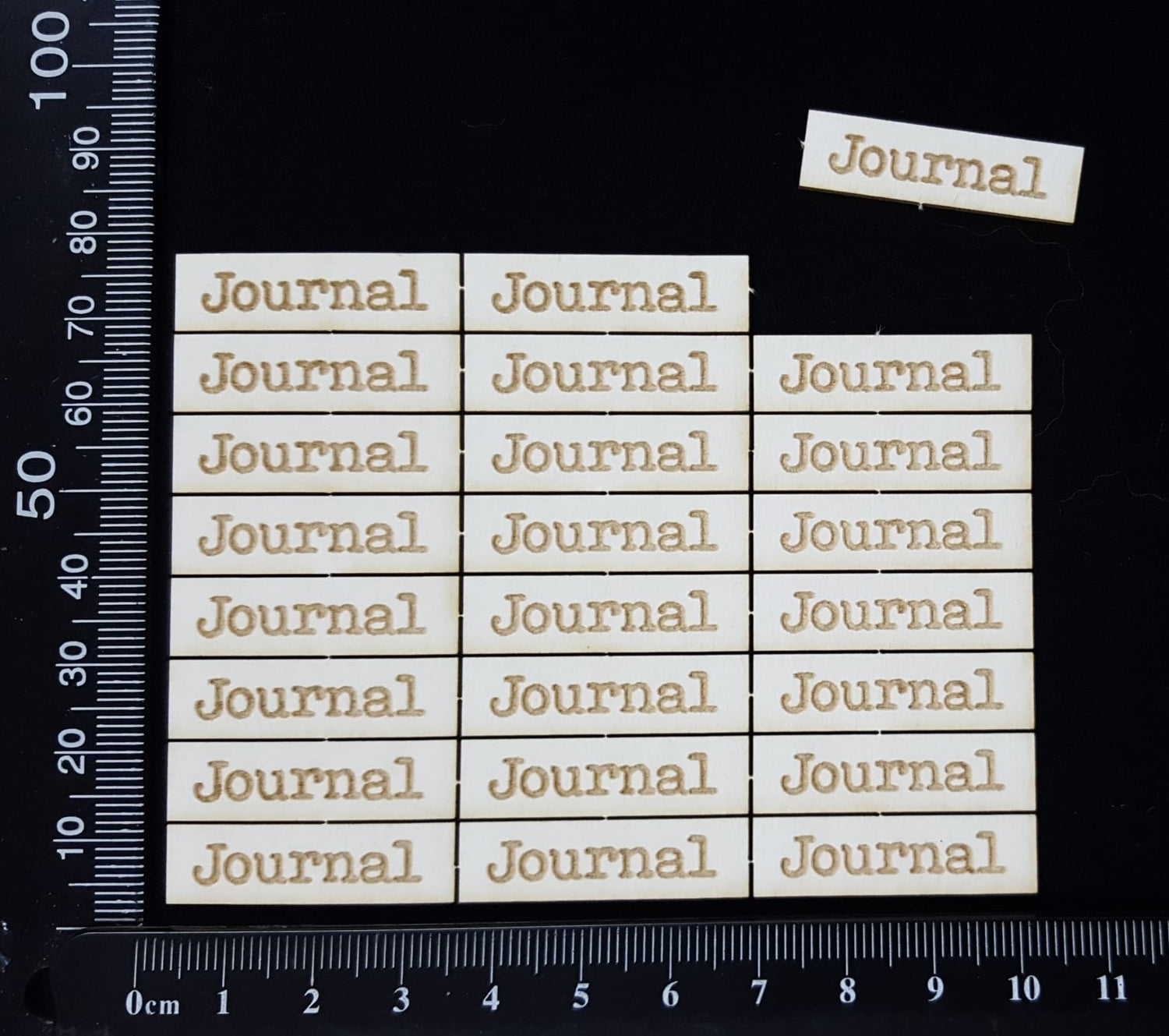 Laser Engraved Word Plates - Journal - Small - Set of 24 - White Chipboard