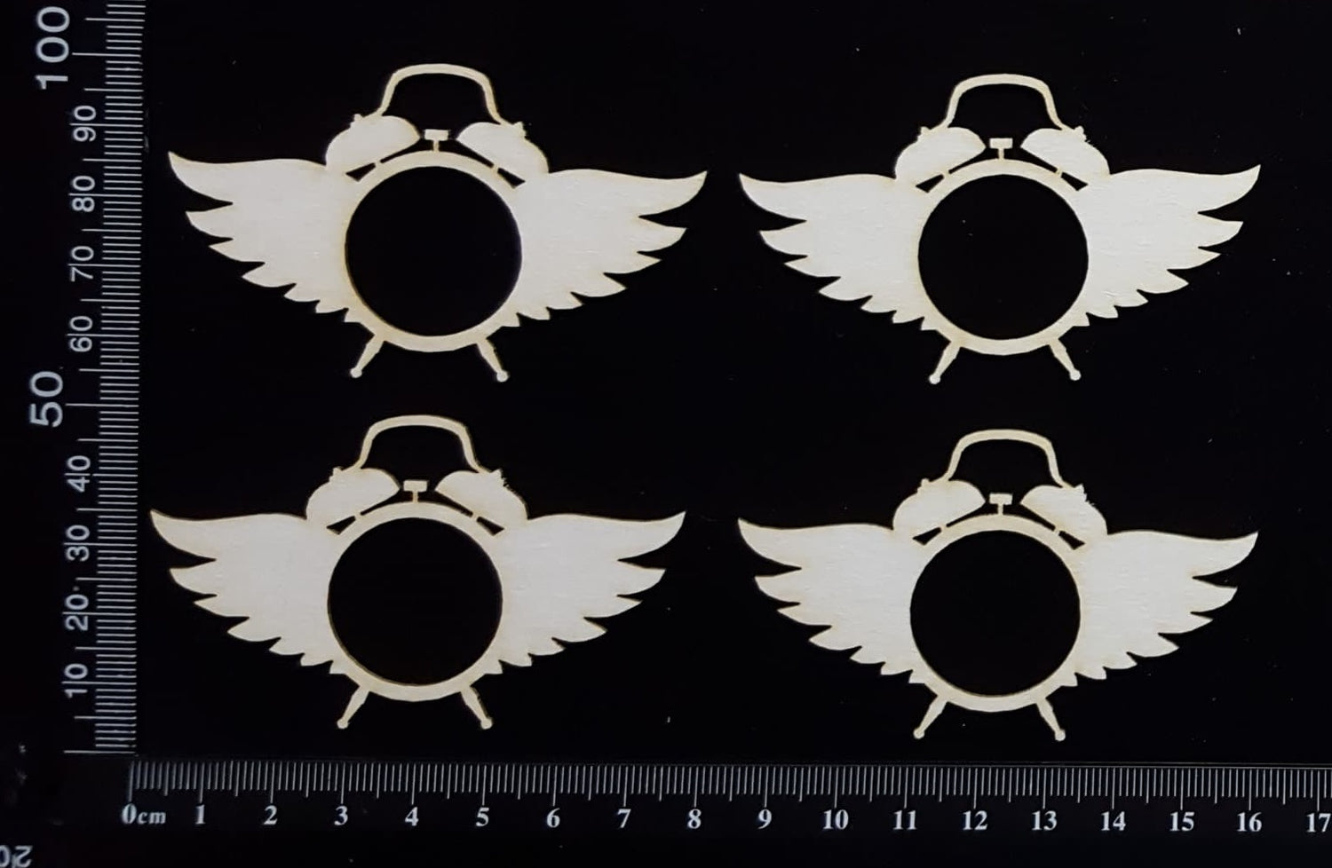 Alarm Clocks with wings Set - White Chipboard