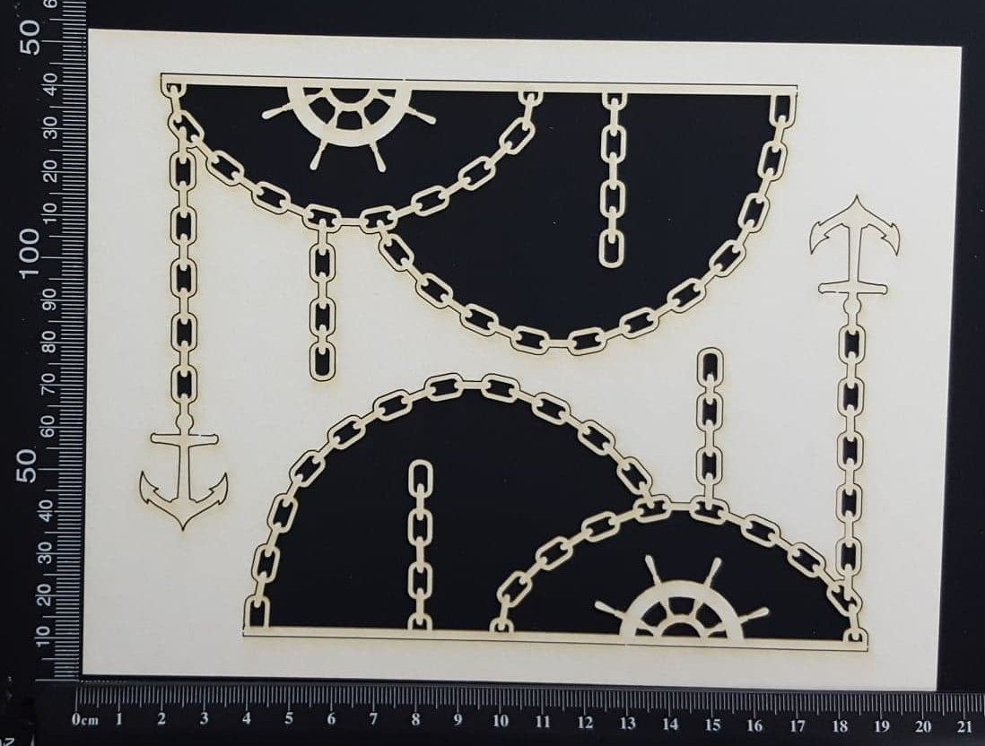 Anchor and Chain Borders Set - White Chipboard