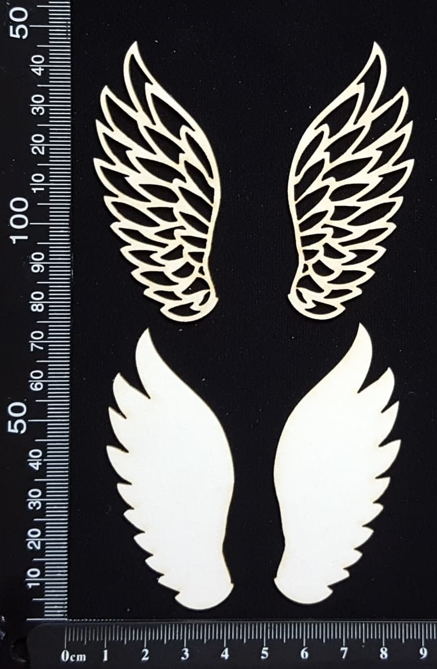 Angel Wings Set - C - Layering Set - White Chipboard