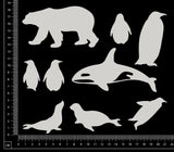 Arctic Animals Set - White Chipboard