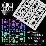 Arrows, Bubbles & Cubes Mix - Stencil - 100mm x 100mm