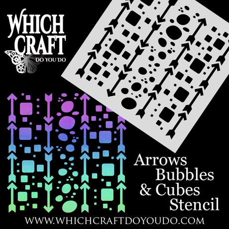 Arrows, Bubbles & Cubes Mix - Stencil - 100mm x 100mm
