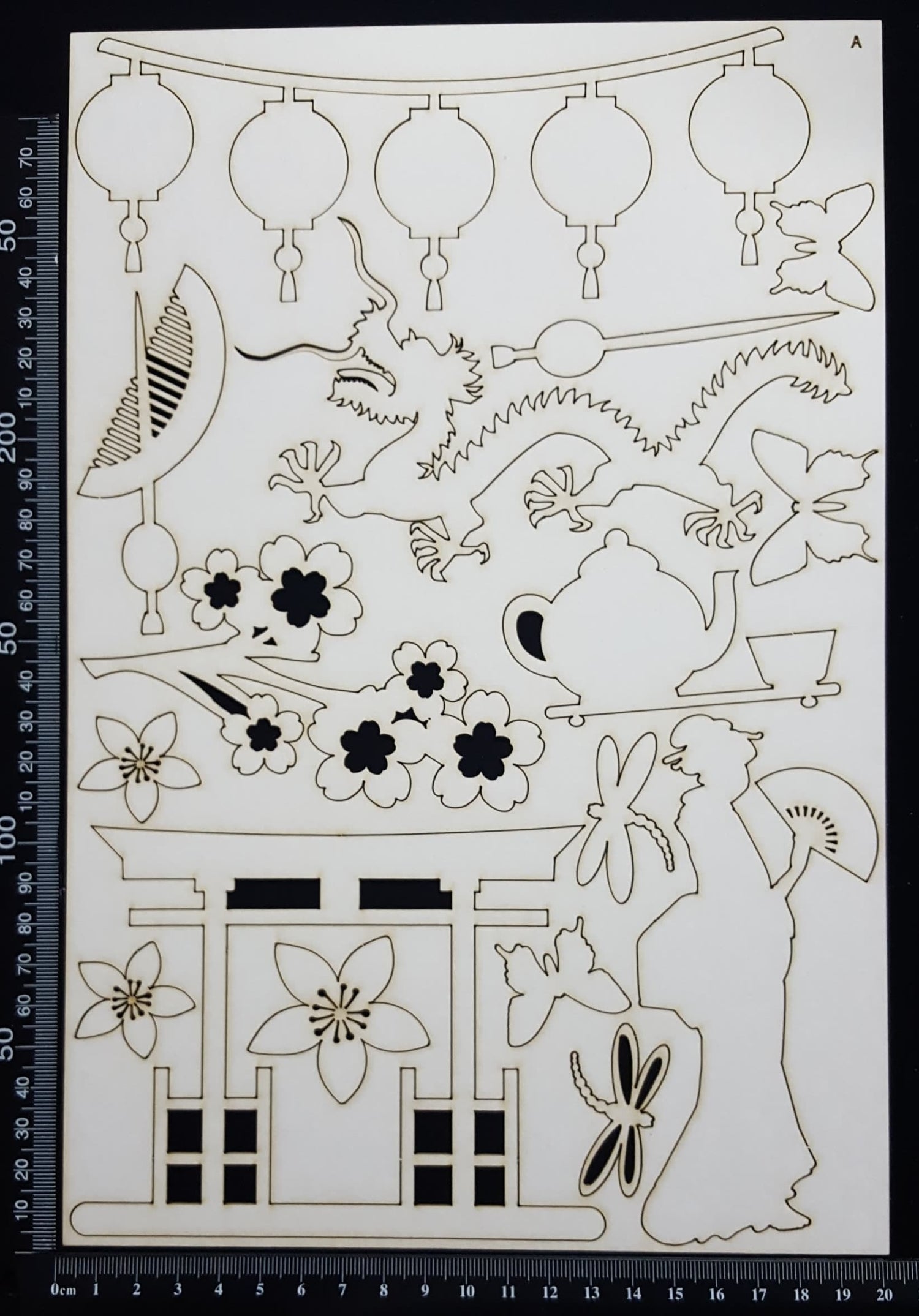 Asian Elements - Set A - White Chipboard