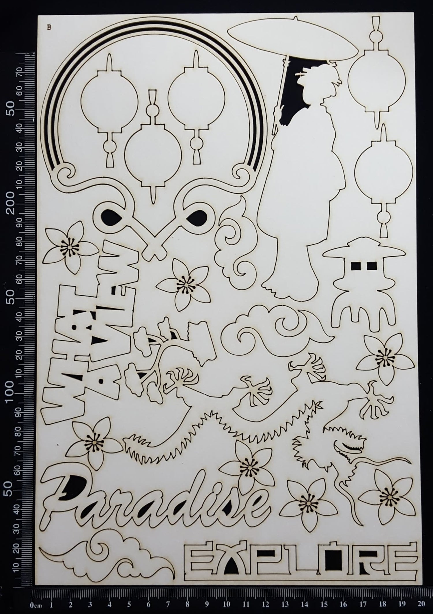 Asian Elements - Set B - White Chipboard