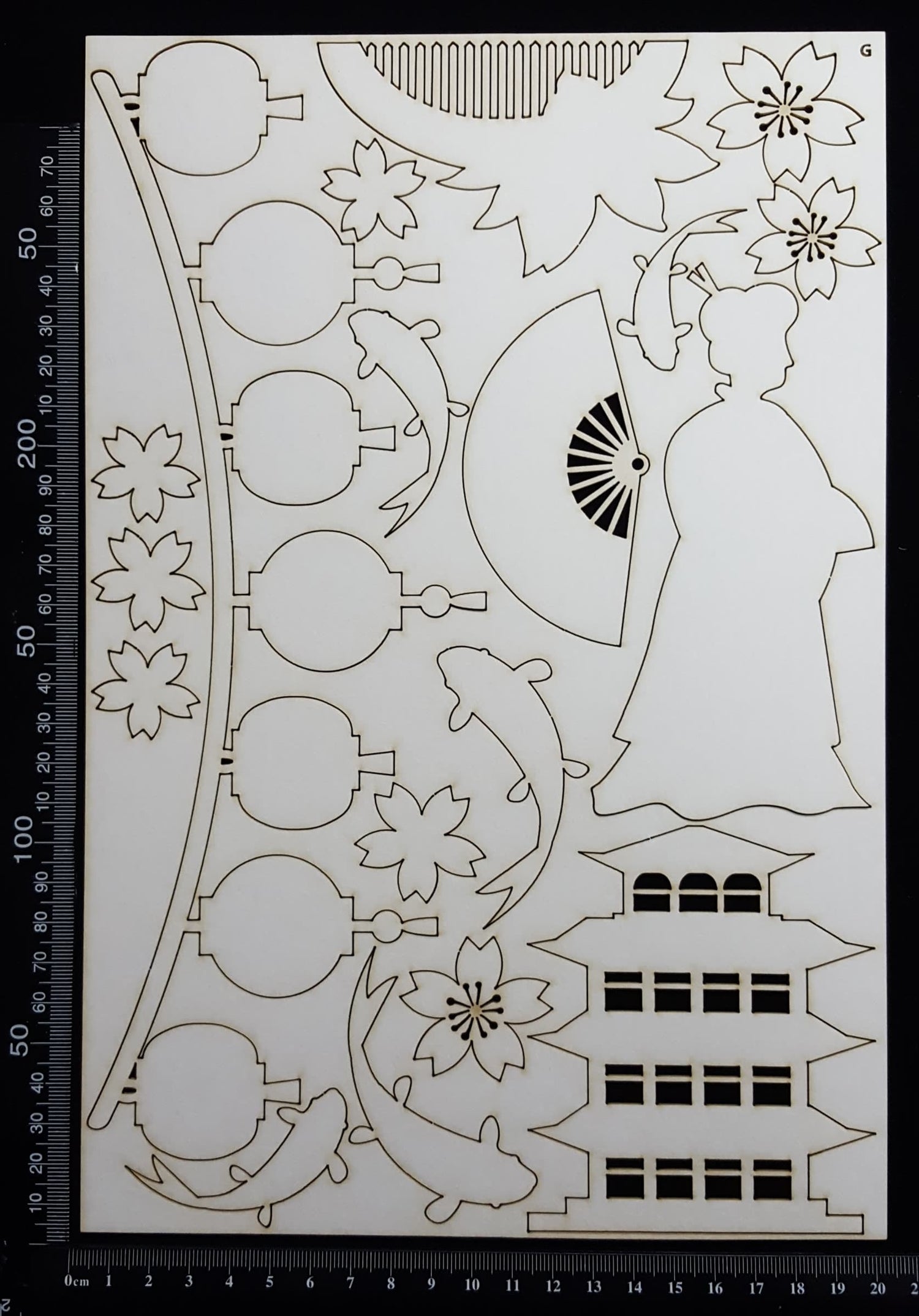 Asian Elements - Set G - White Chipboard