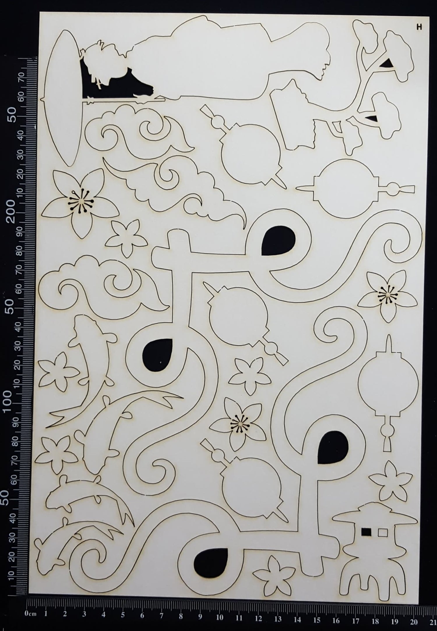 Asian Elements - Set H - White Chipboard