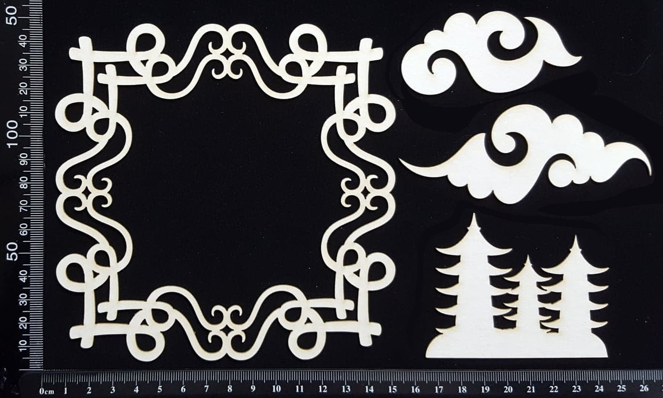 Asia Elements and Frame Set - E - White Chipboard