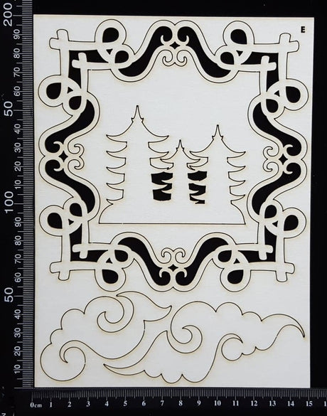 Asia Elements and Frame Set - E - White Chipboard