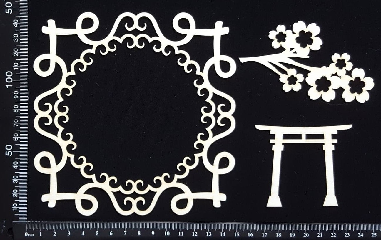 Asia Elements and Frame Set - F - White Chipboard