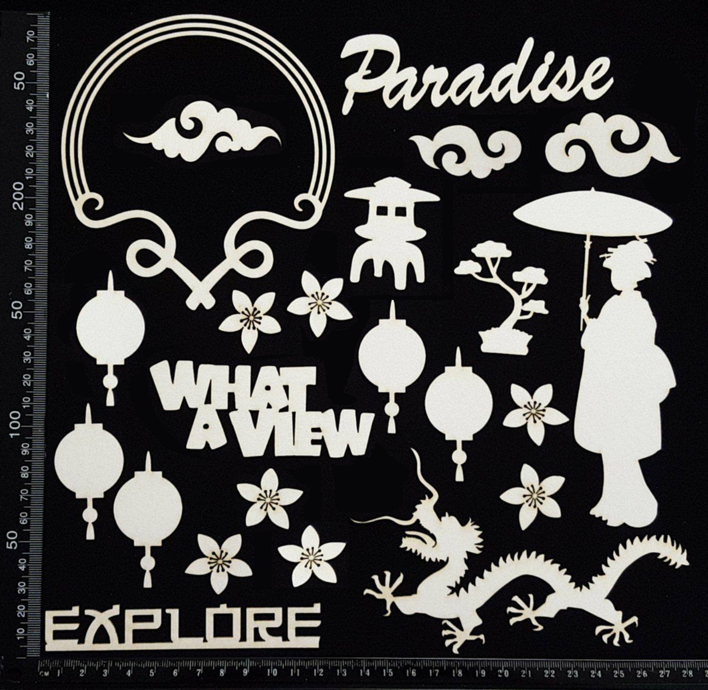 Asian Elements - Set B - White Chipboard