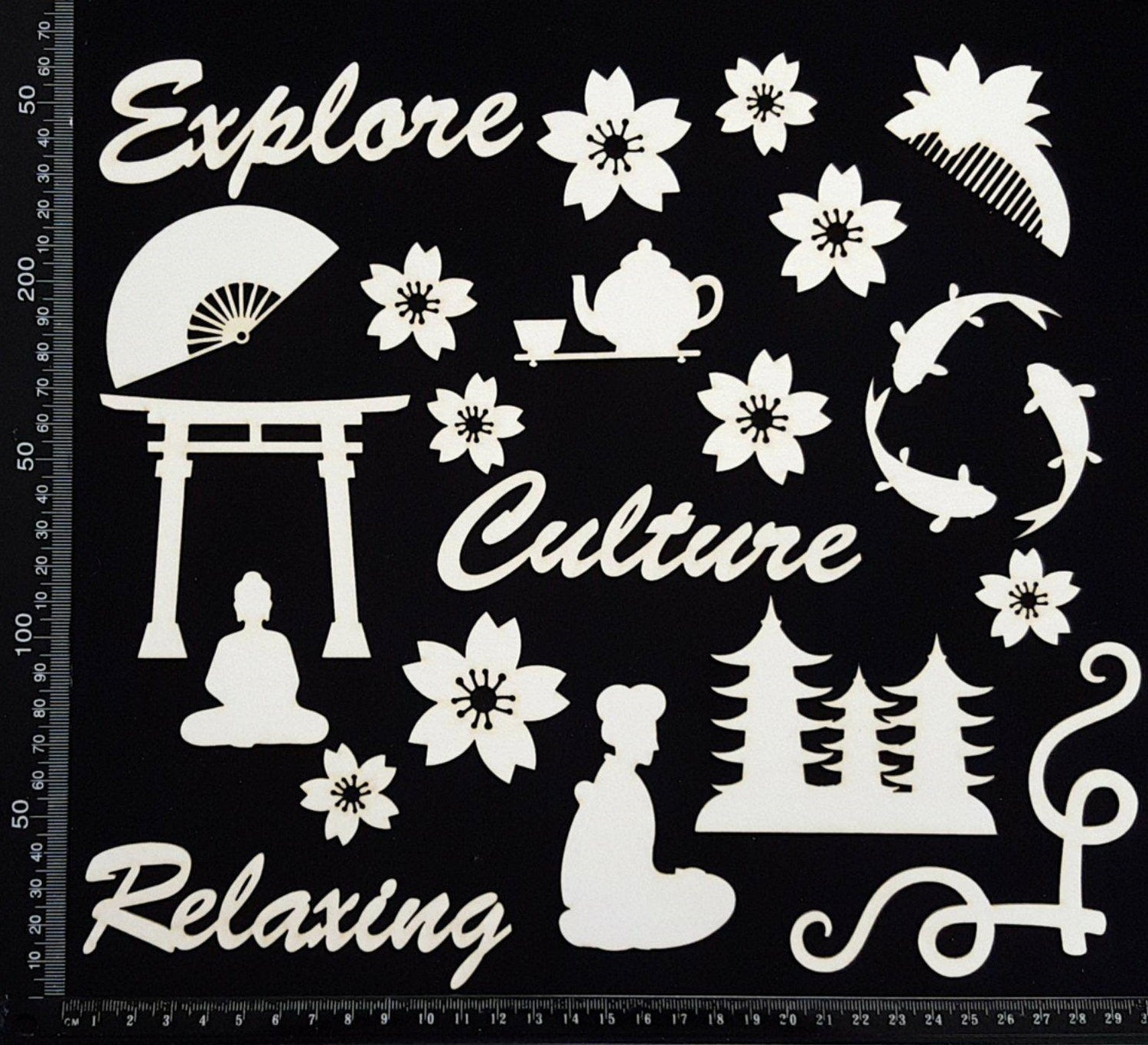 Asian Elements - Set C - White Chipboard