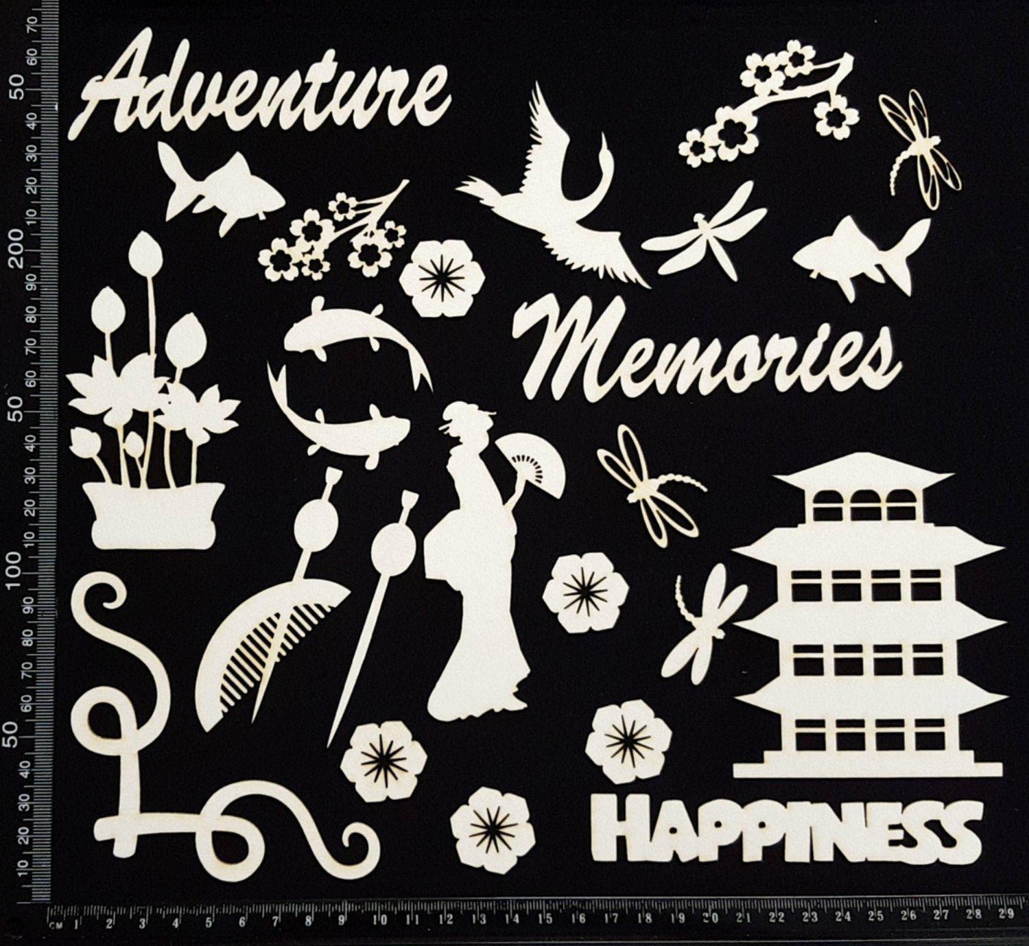 Asian Elements - Set E - White Chipboard