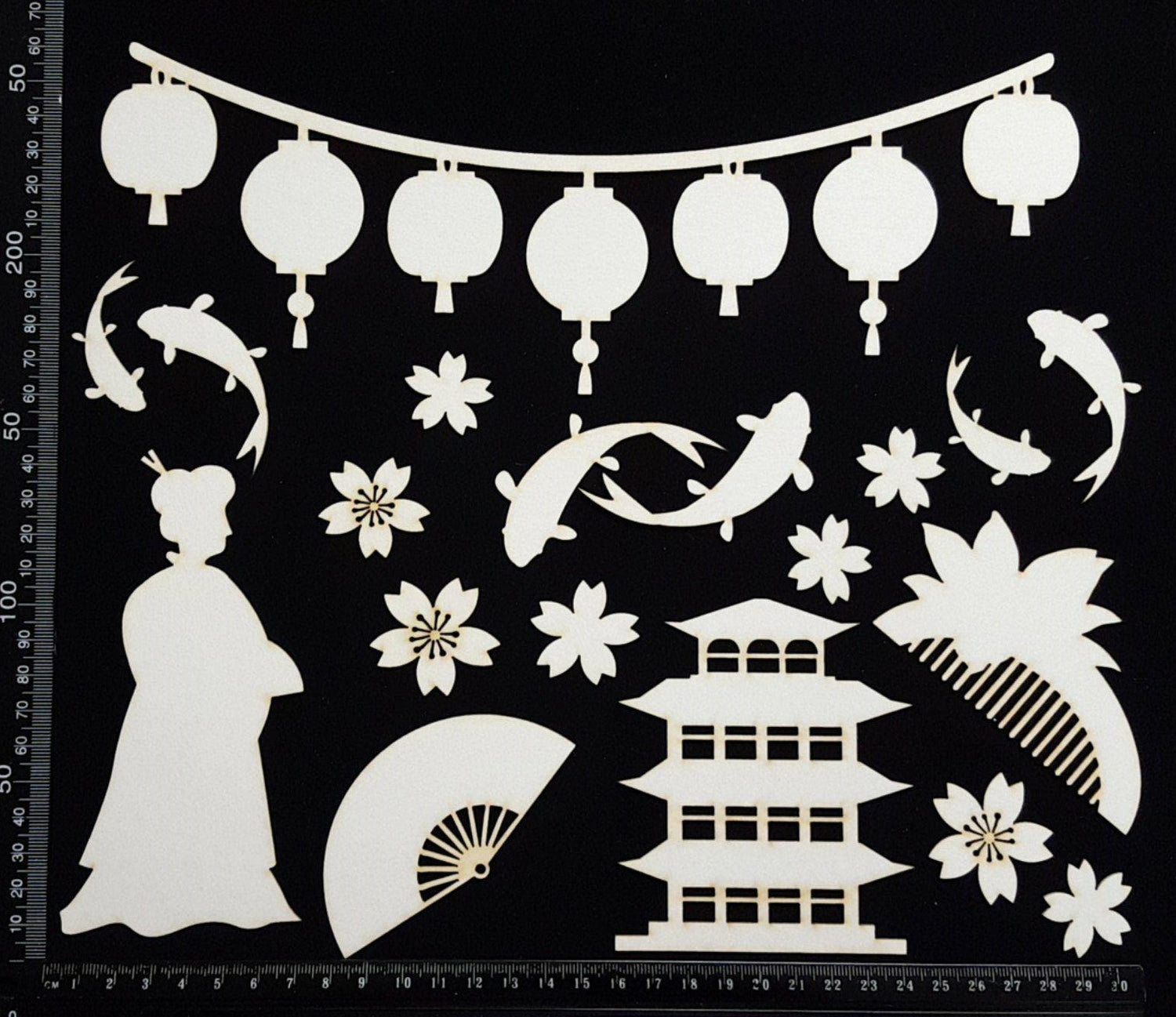 Asian Elements - Set G - White Chipboard