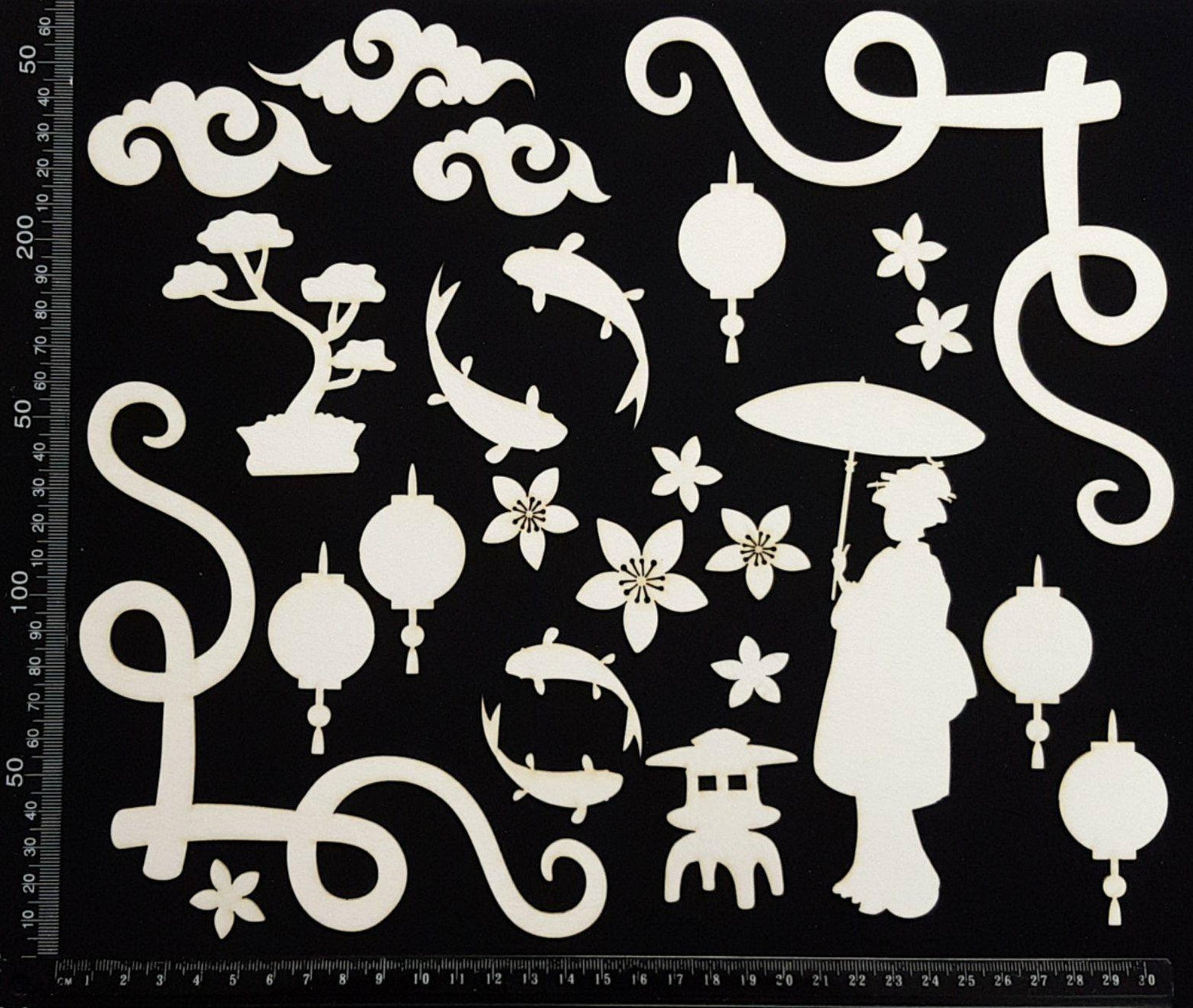 Asian Elements - Set H - White Chipboard