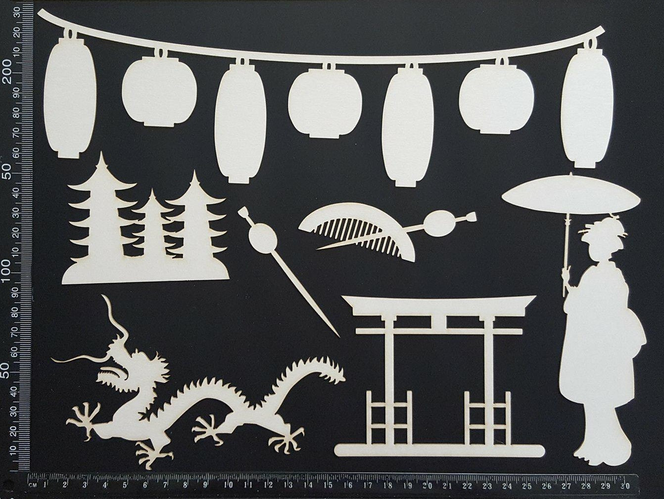 Asian Elements - Set K - White Chipboard