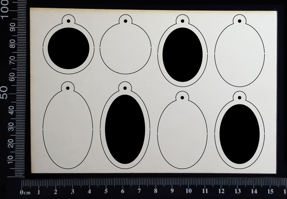 Assorted Circle & Oval Charms - White Chipboard