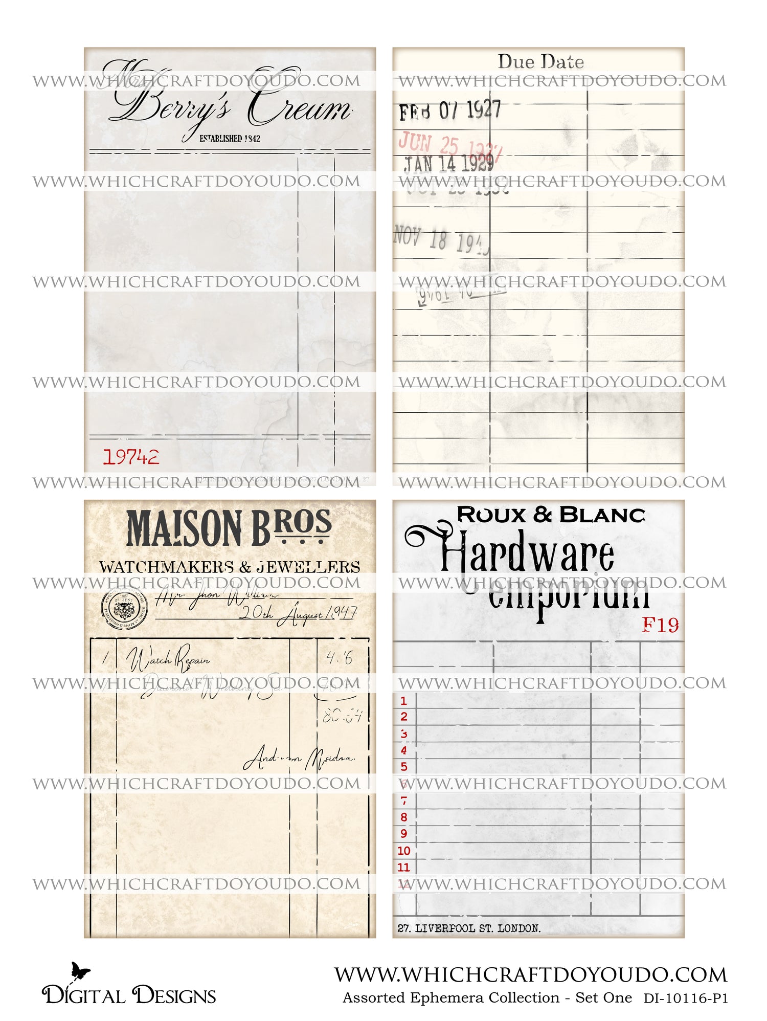 Assorted Ephemera Collection - Set One - DI-10116 - Digital Download