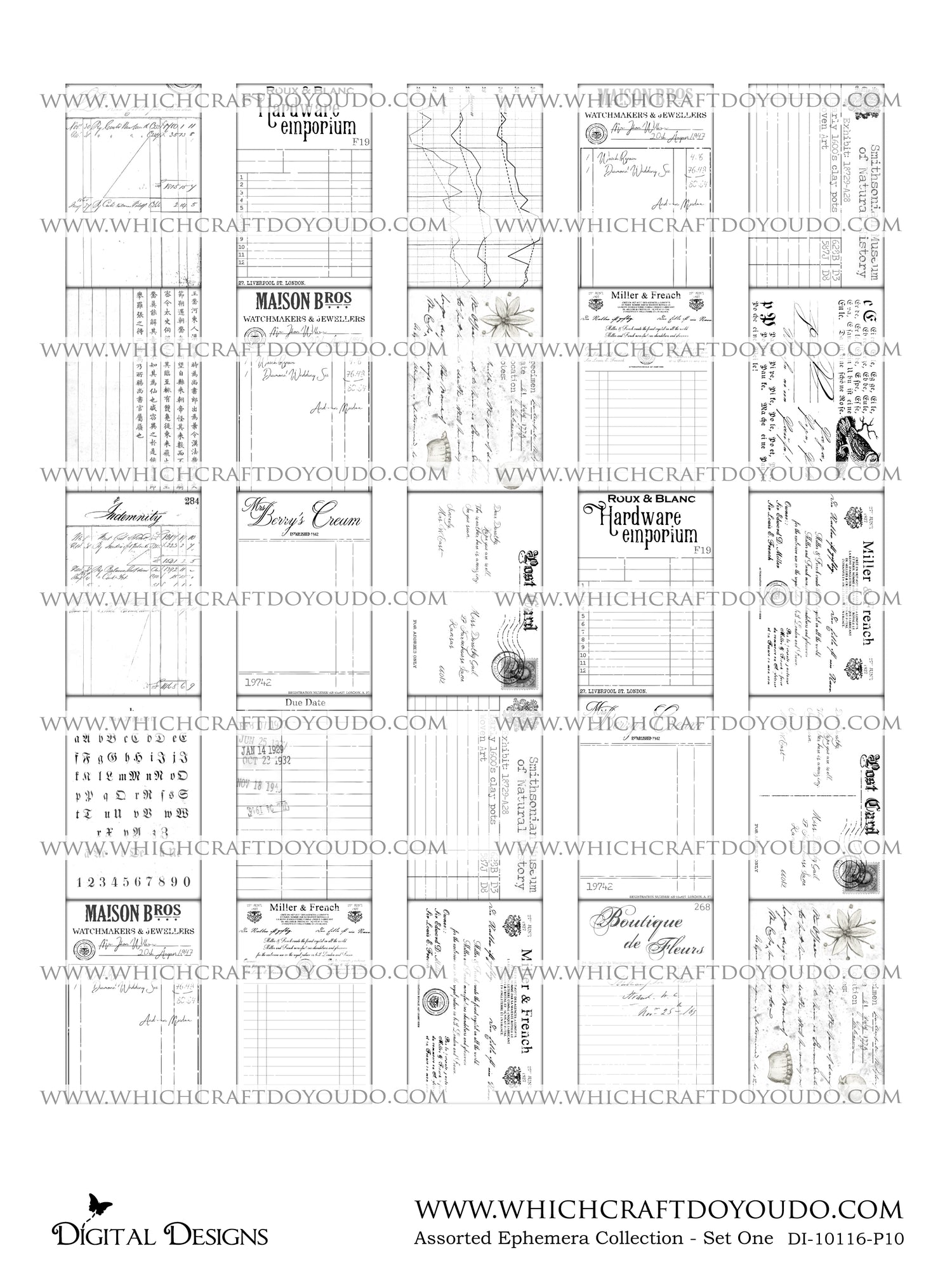 Assorted Ephemera Collection - Set One - DI-10116 - Digital Download