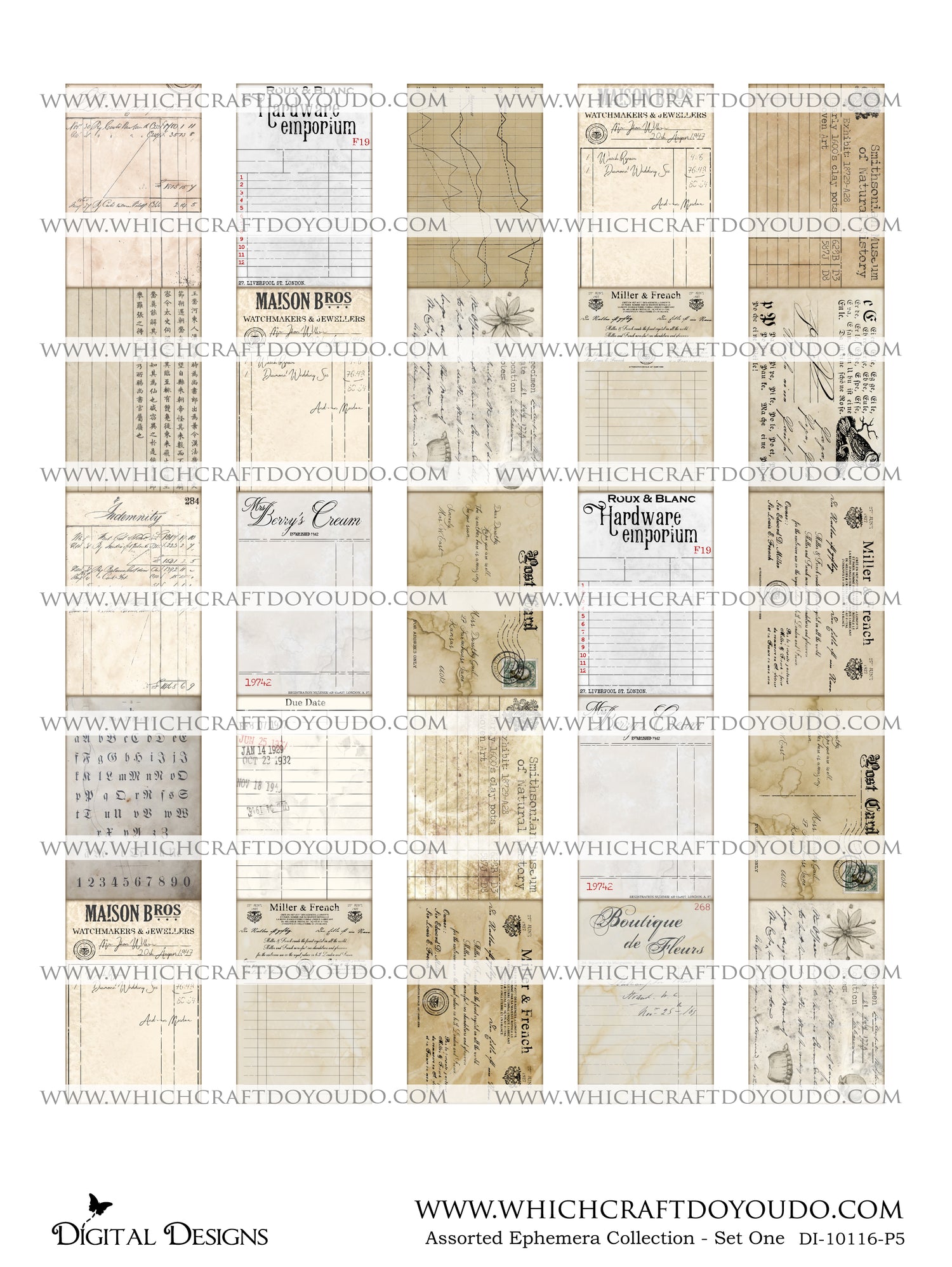 Assorted Ephemera Collection - Set One - DI-10116 - Digital Download