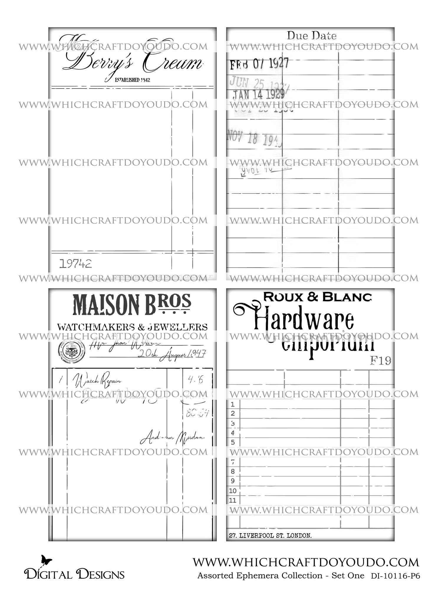 Assorted Ephemera Collection - Set One - DI-10116 - Digital Download