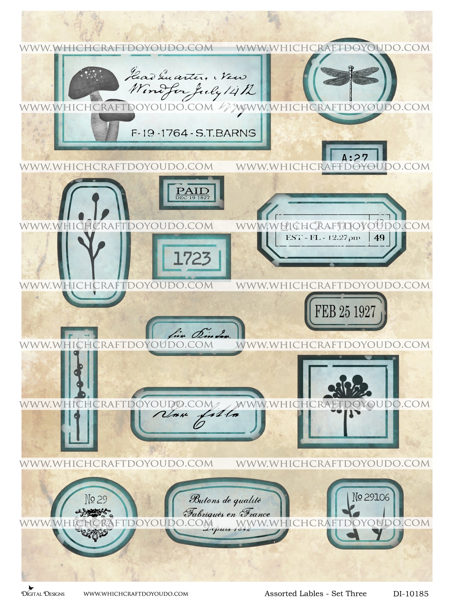 Assorted Labels - Set Three - DI-10185 - Digital Download