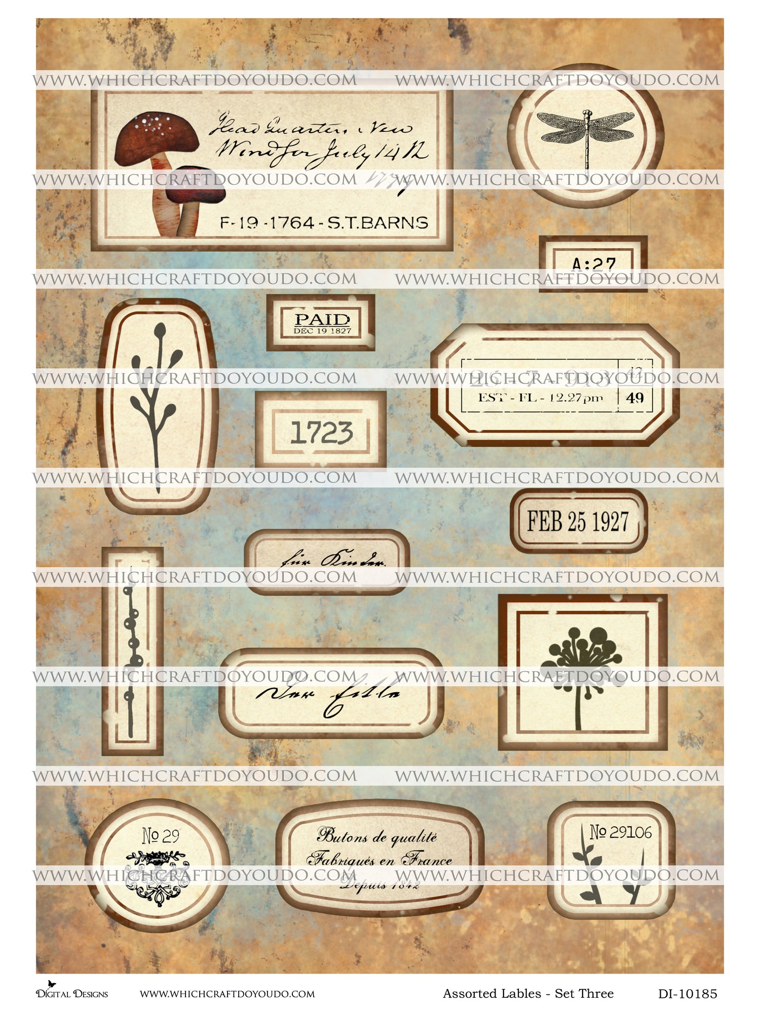 Assorted Labels - Set Three - DI-10185 - Digital Download