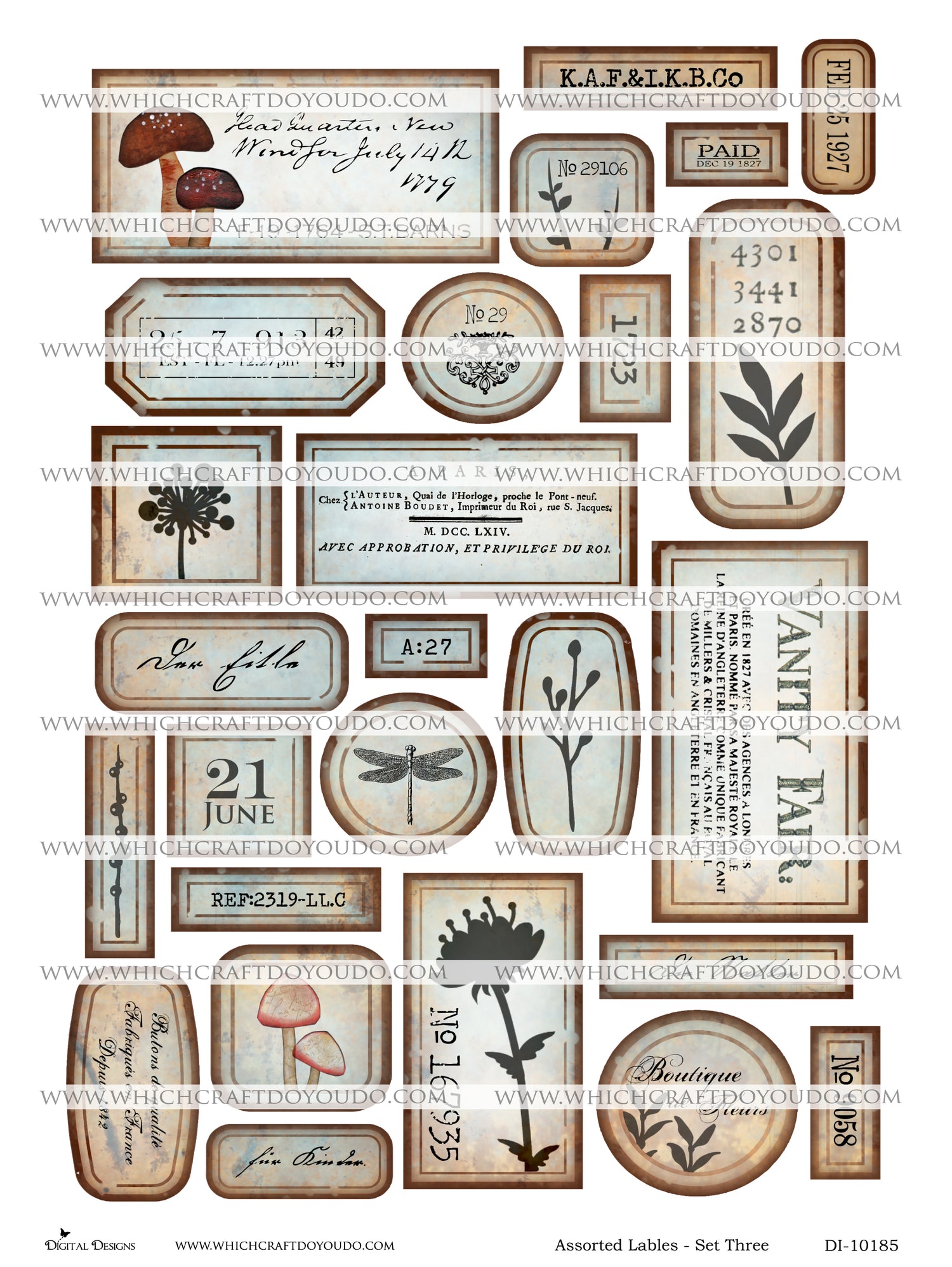 Assorted Labels - Set Three - DI-10185 - Digital Download