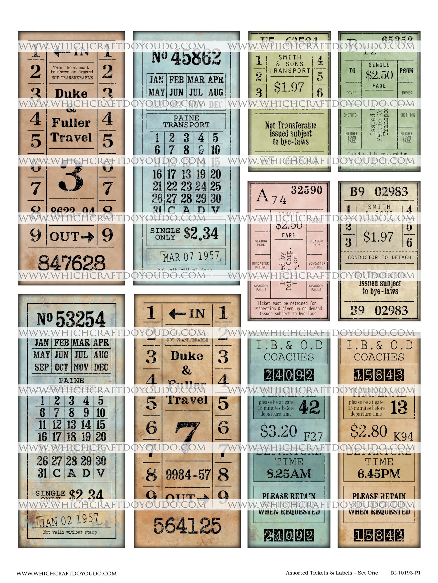 Assorted Tickets & Labels - Set One - DI-10193 - Digital Download
